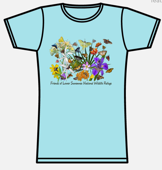 image of blue, women's shirt with butterflies