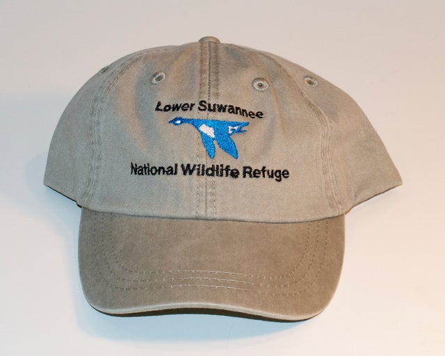 image of beige hat with Lower Suwannee NWR logo