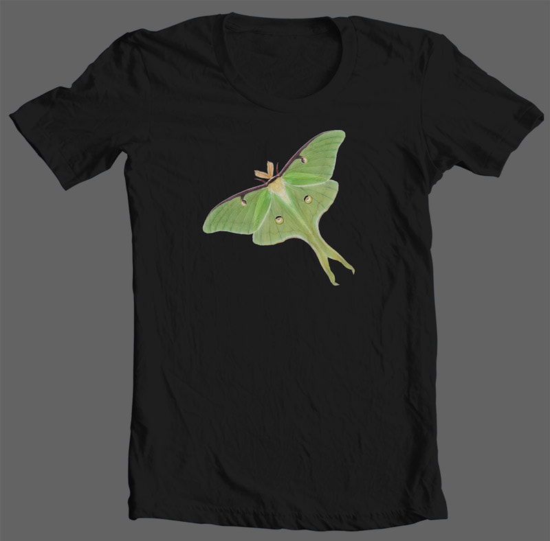 image of black t-shirt with luna moth