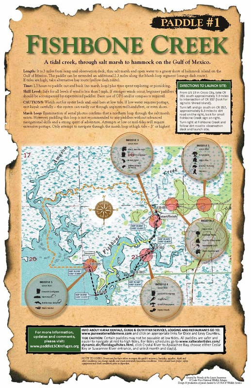 Picture of Fishbone Creek paddling guide map with Biozones indicated