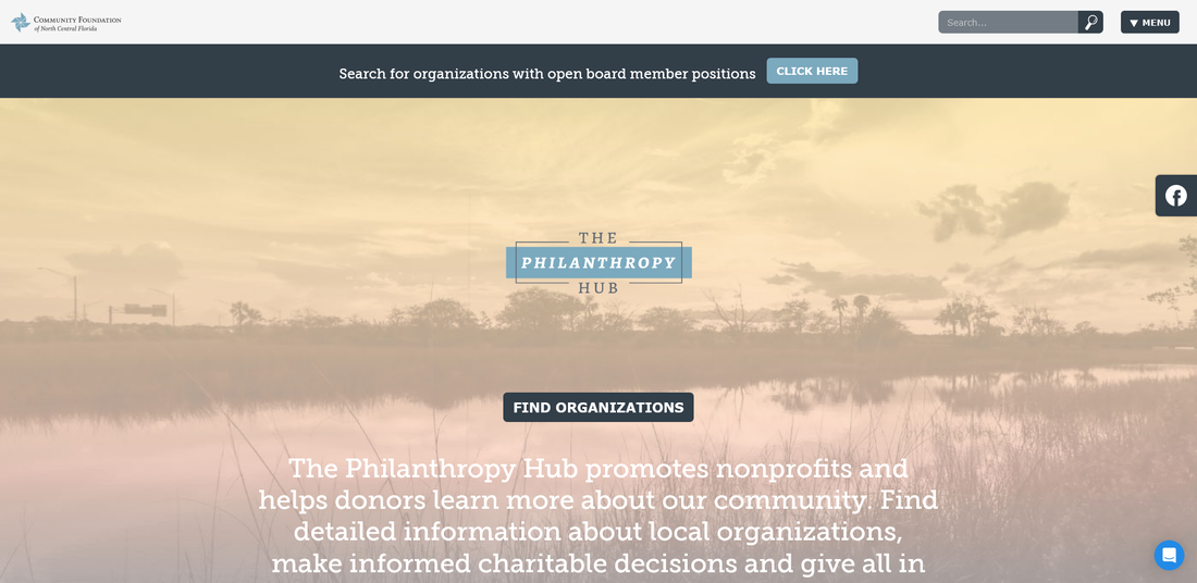 Screenshot of the homepage of The Philanthropy Hub